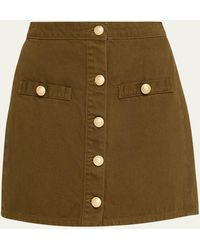 L'Agence - Kris Button-front Denim Mini Skirt - Lyst
