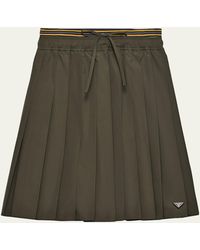 Prada - Layered Cotton Pleated Pull-On Skirt - Lyst