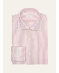 Cesare Attolini - Linen-cotton Stripe Dress Shirt - Lyst