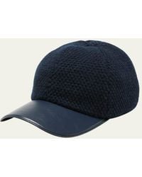 Inverni - Woven Cashmere-wool & Leather Baseball Cap - Lyst