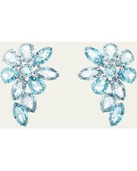 Swarovski - Gema Rhodium-plated Mix-cut Blue Crystal Flower Drop Earrings - Lyst