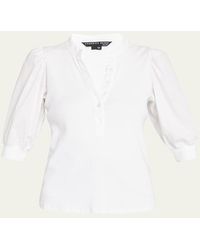 Veronica Beard - Coralee Puff Sleeve Button-Front Top - Lyst