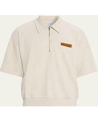 Bottega Veneta - Intrecciato Suede-Trim Jersey Polo Shirt - Lyst
