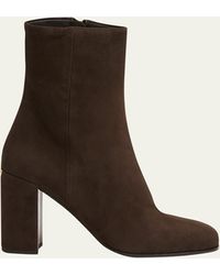 Prada - Suede Block-heel Ankle Boots - Lyst