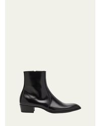 Saint Laurent - Roman 35 Leather Side-Zip Ankle Boots - Lyst