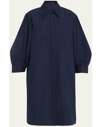 Lafayette 148 New York - Blouson-sleeve Cotton Poplin Midi Shirtdress - Lyst