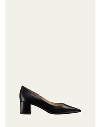 Stuart Weitzman - Stuart Leather Block-Heel Pumps - Lyst