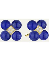 Paul Morelli - Sequence 18k Gold Stud Earrings With Lapis And Diamond - Lyst