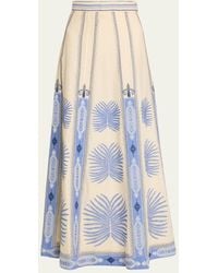 Emporio Sirenuse - Camille Chios Embroidered Linen Maxi Skirt - Lyst