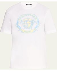 Versace - Barocco Wave Crest Embroidered T-shirt - Lyst