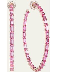 Nam Cho - 18k Rose Gold Hoop Earrings With Pink Sapphires And Diamonds - Lyst