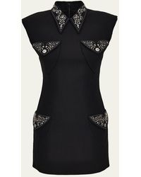 Versace - Studded Wool Crêpe Cocktail Dress - Lyst