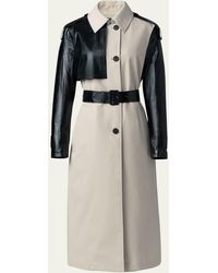 Mackage - Leiko Water-repellant Two-toned Twill And Leather Trench Coat - Lyst