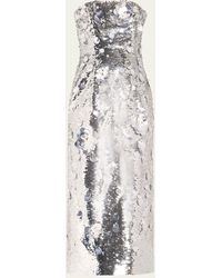 Carolina Herrera - Embellished Strapless Sequined Cocktail Dress - Lyst