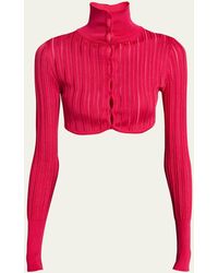 Alaïa - Cropped Crino Button-front Cardigan Top - Lyst