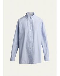 The Row - Sisilia Striped Cotton Poplin Button-Front Shirt - Lyst
