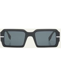 Fendi - Raised Logo Rectangle Sunglasses - Lyst