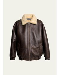 Jacquemus - Leather And Shearling Bomber Jacket - Lyst
