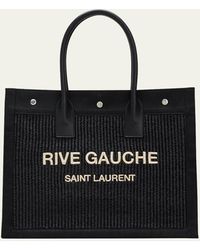 Saint Laurent - Rive Gauche Small Tote Bag In Raffia - Lyst