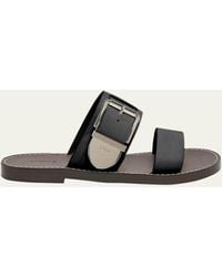 Chloé - Rebecca Leather Buckle Slide Sandals - Lyst