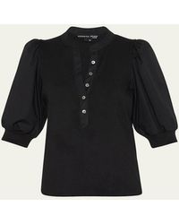 Veronica Beard - Coralee Puff Sleeve Button-Front Top - Lyst