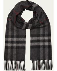 Burberry - Classic Check Cashmere Fringe Scarf - Lyst