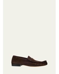 The Row - Soft Suede Moccasin Loafers - Lyst