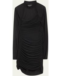 Helmut Lang - Long-sleeve Ruched Bodycon Mini Dress - Lyst