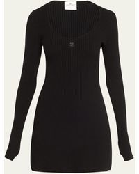 Courreges - Ribbed Mini Dress With Thumbholes - Lyst