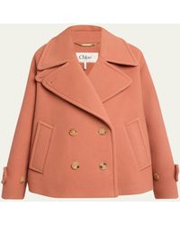 Chloé - Wool Double-Breasted Oversized Pea Coat - Lyst