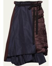 Prada - Silk Faille Patchwork Midi Wrap Skirt - Lyst