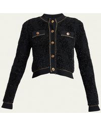 Versace - Tweed Series Knit Button-front Sweater - Lyst