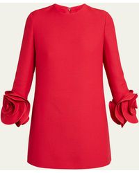 Valentino Garavani - Rosette Cuff Wool-silk Mini Dress - Lyst