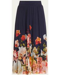 Fuzzi - Floral-print A-line Tulle Midi Skirt - Lyst