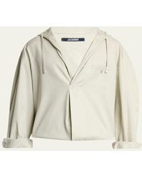 Jacquemus - La Blouse Cotton Herringbone Hooded Shirt - Lyst