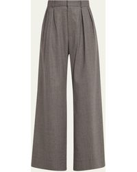 Wardrobe NYC - Low Rise Pintuck Wide-leg Flannel Trousers - Lyst