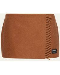 Prada - Fringe Cashmere Scarf Mini Skirt - Lyst