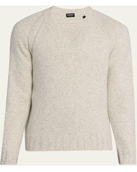 ZEGNA - Cashmere And Wool Chunky Knit V-Neck Sweater - Lyst
