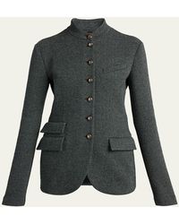 Giorgio Armani - Buttoned Herringbone Jacket - Lyst