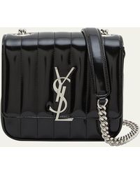 Saint Laurent - Vicky Small Ysl Crossbody Bag In Quilted Spazzolato Leather - Lyst