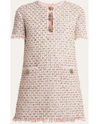 Valentino Garavani - Ribbon Tweed Frayed Mini Dress - Lyst