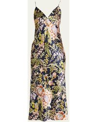 Olivia Von Halle - Issa Floral-print Silk Slip Dress - Lyst
