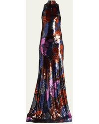 Naeem Khan - Floral Sequined Trumpet Gown - Lyst