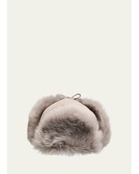 Pologeorgis - Suede Shearling-Trim Trapper Hat - Lyst