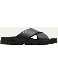Prada - Soft Cage Criss-Cross Rubber Slide Sandals - Lyst