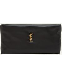 Saint Laurent - Calypso Ziptop Ysl Clutch Bag In Smooth Padded Leather - Lyst
