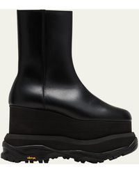 Sacai - Leather Platform Ankle Boots - Lyst