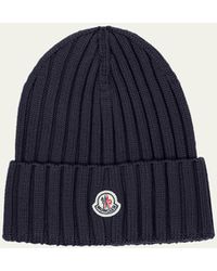 Moncler - Ribbed Wool Beanie With Logo Patch - Lyst