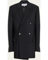 Loewe - Double-breasted Mohair-blend Blazer - Lyst