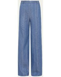 L'Agence - Livvy Striped Chambray Straight-leg Trousers - Lyst